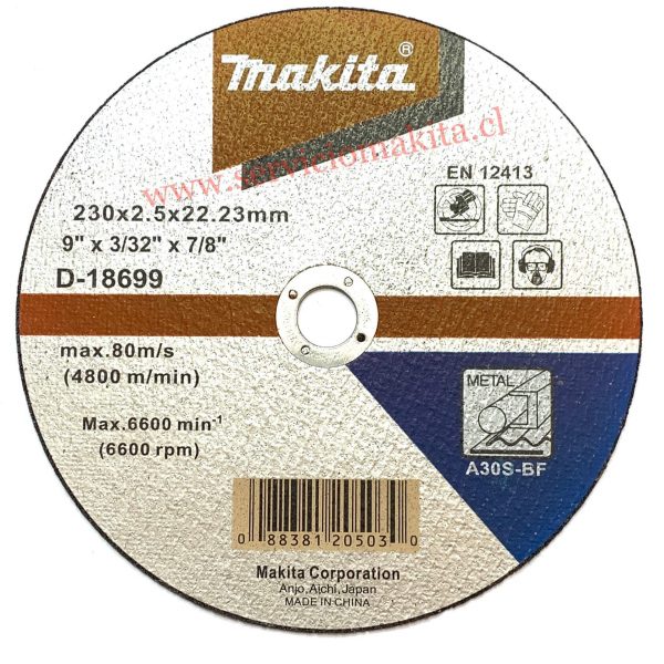 disco esmeril metal d-18699 makita