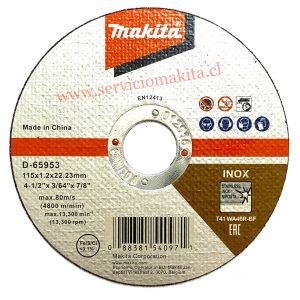 disco esmeril inoxidable d-65953 makita